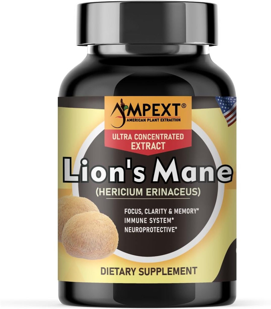 Extracto Mane Mushroom de León - Calidad Premium, Solo Cuerpos de Fruto, Funciones Cognitivas, Memoria > Fotógrafo de Inmunidad, 90 Caps de Veg.