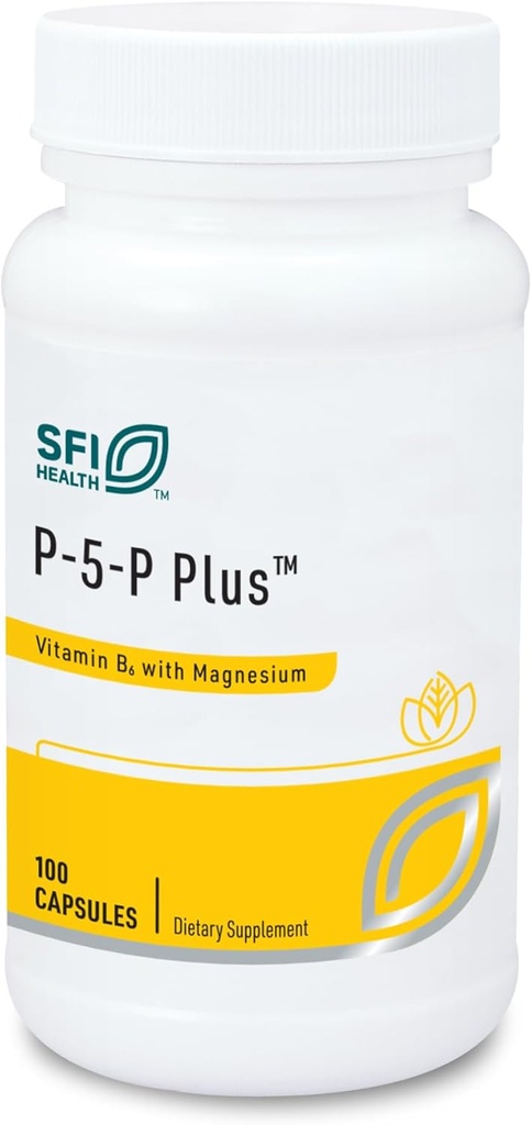 Klaire Labs SFI Health P-5-P Plus Magnesium - 30 Milligrams of Bioactive Vitamin B6 Pyridoxal-5-Phosphate with TRAACS Magnesium, Hypoallergenic (100 cápsulas)
