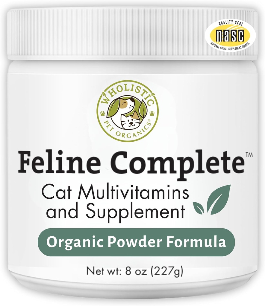 Wholistic Pet Organics Feline Complete - 8 Oz - Multivitamin &amp; Probiotic Powder para gatos - Natural Cat Food & Digestive Support