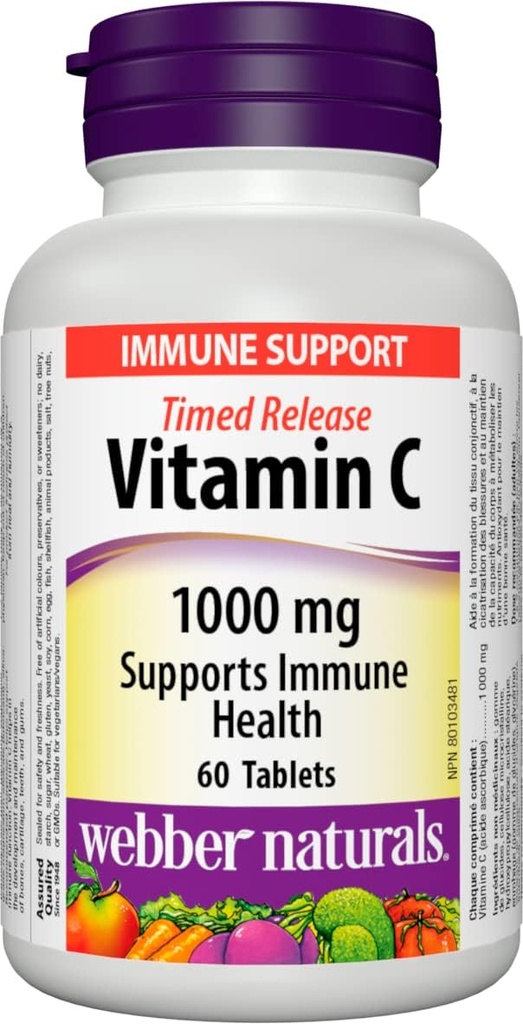 Webber Naturals Vitamina C Timed Release 1,000 mg, 60 Tablets