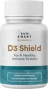 Sun Coast Sciences D3 Shield - Vitamina D3 5000 UI para Immune Support and Bone Health 60 Vegetarian Capsules K2 con 180 mg Calcium Carbonate Maximum Absorption