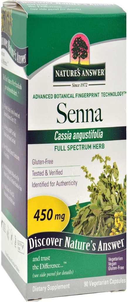 Respuesta de la naturaleza Senna Leaf ← Suplemento dietético ← Promueve la salud digestiva Vegan, libre de gluten " Kosher Certified ¦ Vegetarian Capsules 90ct