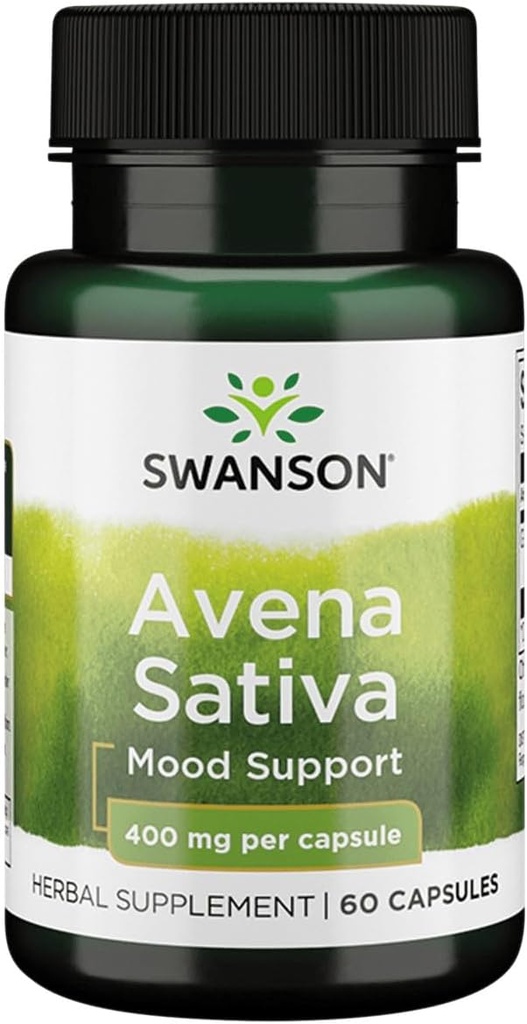 Swanson Full Spectrum Avena Sativa (Green Oat Grass) - Suplemento Herbal Promoción del Sistema Nervioso Salud - Fórmula Natural Apoyo Bienestar general - (60 cápsulas, 400 mg cada uno)
