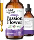 Wild &amp; Organic Passion Flower Tincture - Mood Support - Calming Passionflower Supplement - Passiflora Incarnata Liquid Extract - Vegan, Sugar &amp; Alcohol-Free Herb Drops - 4 fl oz