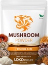 Tiger 7 Mushroom Powder Extract - 3.5oz (100g) Blend ← Ingredientes naturales - Lions Mane, Turquía Tail, Maitake, Shiitake, Reishi, Chaga & Cordyceps TEN Gluten-Free, Vegan, Dairy-Free