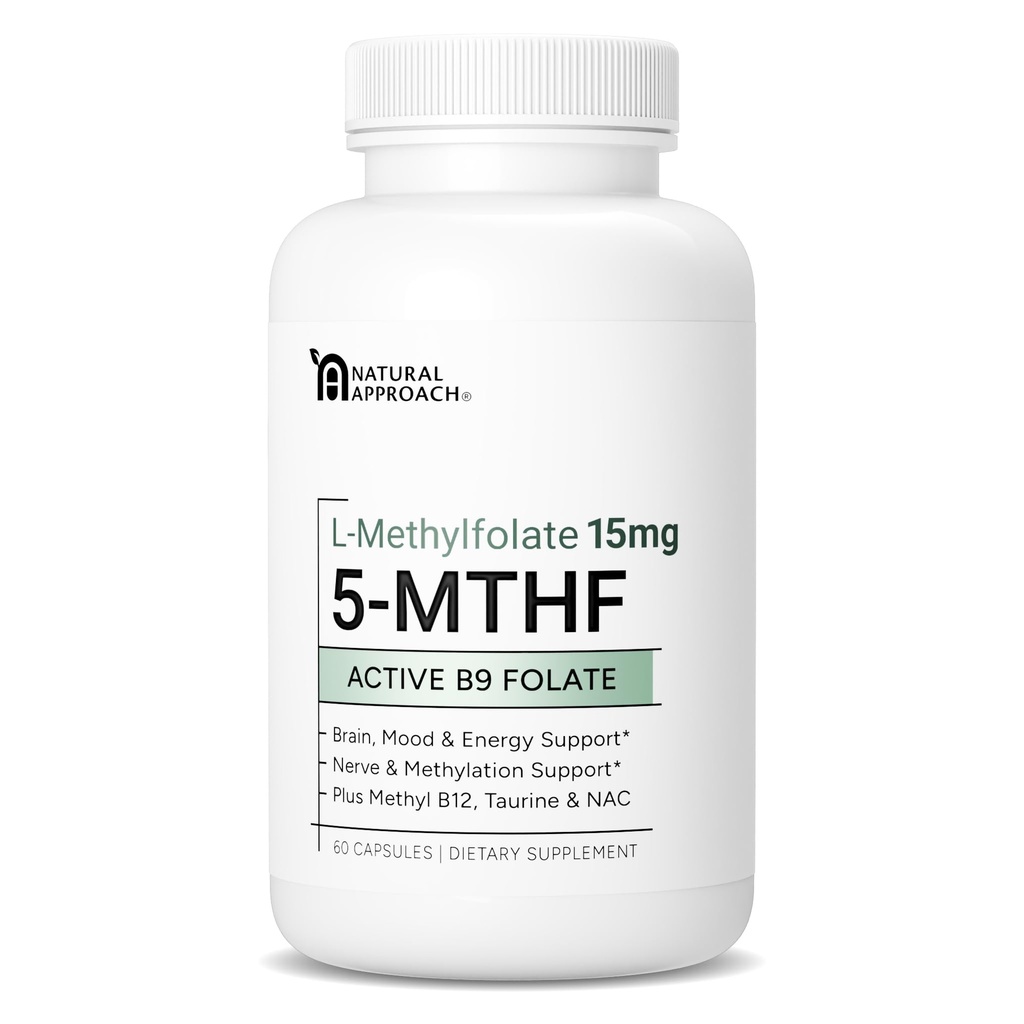 L-Methylfolate 15mg plus Methyl B12, D3, Taurine & NAC TEN MTHFR-Friendly Folate (High Potency) ← Formas bioactivas de vitamina B9 &amp; B12 tención Suplemento para Mood, Methylation, " Cognition TEN 60 Capsules