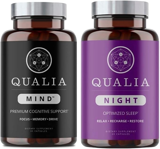 Qualia Mind " Qualia Night ← Suplemento Nootropic Premium para el Rendimiento Mental " Brain Health TENIDO Aumentar el enfoque Silencioso Reflexión profunda Apoyo al sueño 55 Cap Silencio (1 Week Supply)