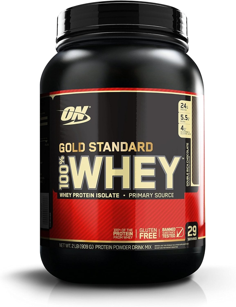 Optimum Nutrition Gold Standard 100% Whey Protein Powder, Double Rich Chocolate, 2 libras