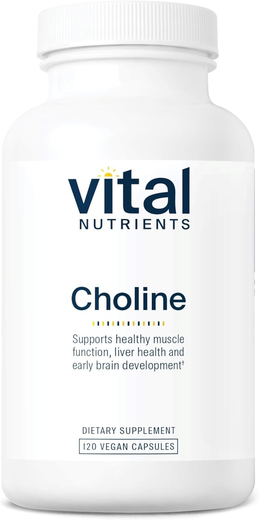 Nutrientes vitales Choline 550mg ← Suplementos Vegan Choline ← 100% RDA para el desarrollo neurológico y la salud* ← Gluten, Dairy, Soy Free ← Non-GMO Silencioso 120 cápsulas