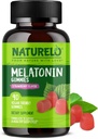 NATURELO Melatonin Gummies – No GMO, Libre de gluten, Soy Libre - Sabor de fresa - Suplemento suave del sueño - 90 Gummies vegetarianos