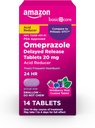 Cuidado básico Omeprazole Delayed Release Tablets 20 mg, Acid Reducer, Wildberry Mint Coated Tablet, 14 Count