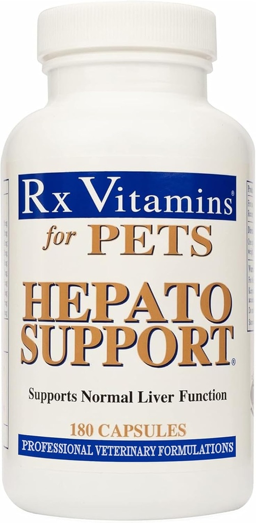 Vitaminas Rx Hepato Soporte para perros &amp; gatos - Suplemento de esteto de leche para mascotas - 100 mg Cardo de leche para la función saludable del hígado - cápsulas de silymarin para mascotas - 180 ct.