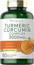 Carlyle Turmeric Curcumin Suplemento Silencio 3000mg 180 Capsules  durable with Black Pepper, Curcuminoids and Bioperine ← Non-GMO, Gluten Free