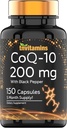 tnvitamins CoQ-10 200mg - 150 cápsulas con Black Pepper Extract ¦ 5 Month Supply! ¦ Powerful Free Radical Fighting Antioxidant ← Max Absorption Rapid Release Capsules ← Coenzyme Q-10 200 mg