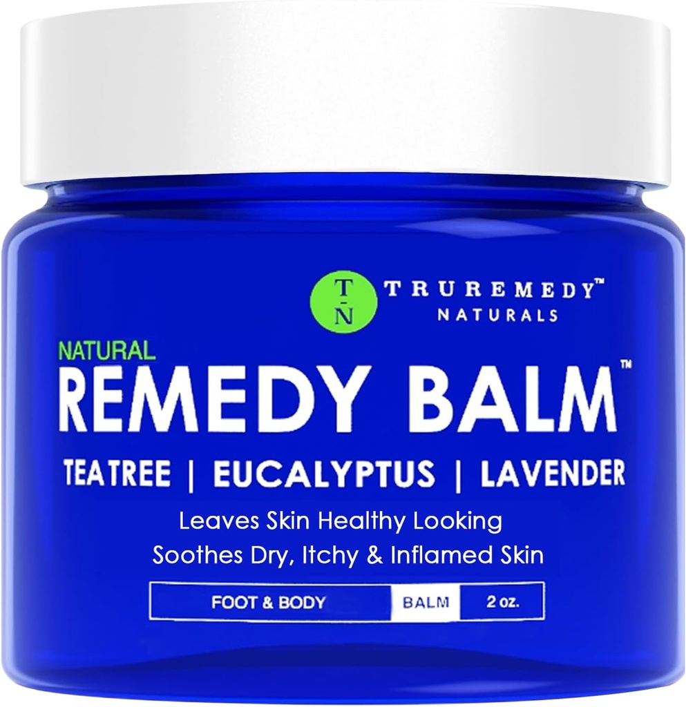 Truremedy Naturals Remedy Balm with Tea Tree Oil, 2 oz - Moisturizer calmante para zonas ásperas - Caliente de Nutrición y Cuerpo Balm con Tea Tree, Lavender y Eucalyptus