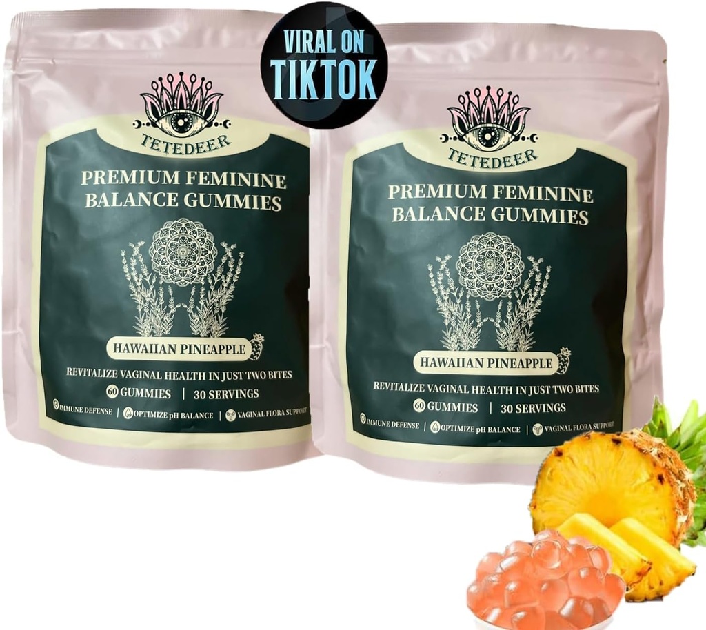 Vital Organic Sourcing Feminine Balance Gummies for Women Health,Premium Feminine Balance Gummies,Mejor Sistema Inmunitario, Promoción de la Salud de las Mujeres, Vegan, Libre de gluten, Hawaiano Pineapple Flavor (2)