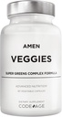 Amen Veggies, Daily Veggies Vitamins Supplement, Vegetables Vegan Blend & Whole-Food Raw Greens Multivitamin Capsules, Mushroom Complex, Superfood, Minerals, Green Vegetable Nutrients, Non-GMO, 90 cts
