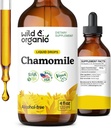 Wild &amp; Organic Chamomile Flowers Tincture - Suplemento de calma para la relajación - Chamomile Extract Liquid Drops - Vegan, Azúcar &amp; Alcohol-Free - 4 fl oz