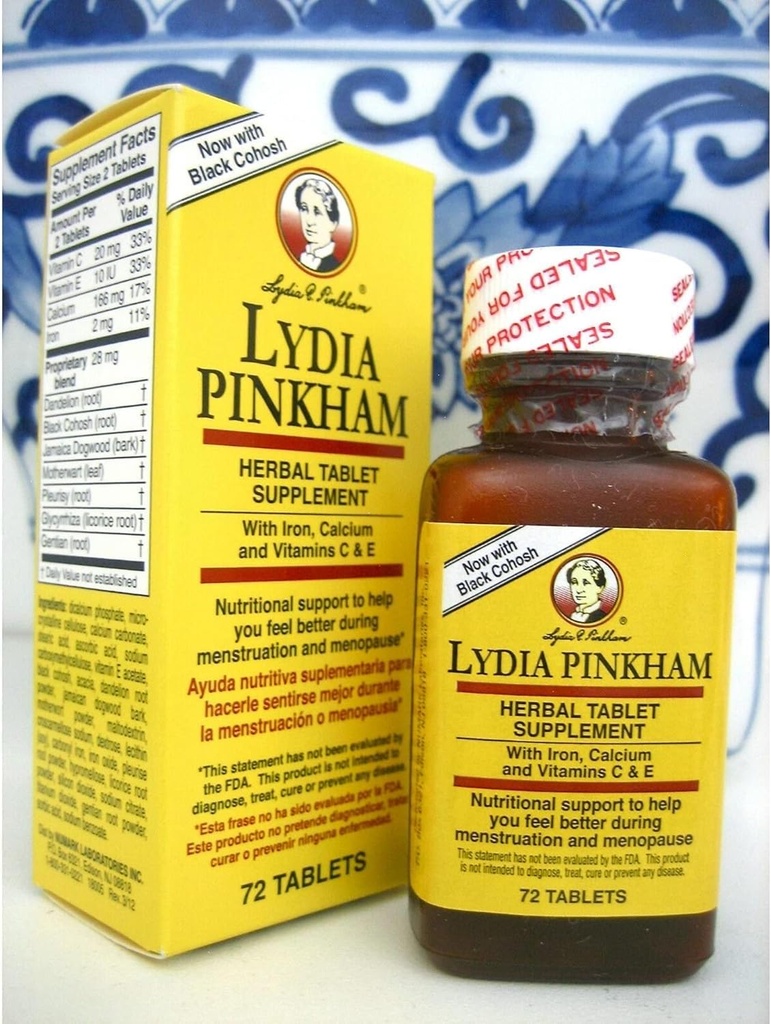 Lydia Pinkham Lydia E Pinkham Herbal Suplemento - 72 Tabletas (Pack of 6)