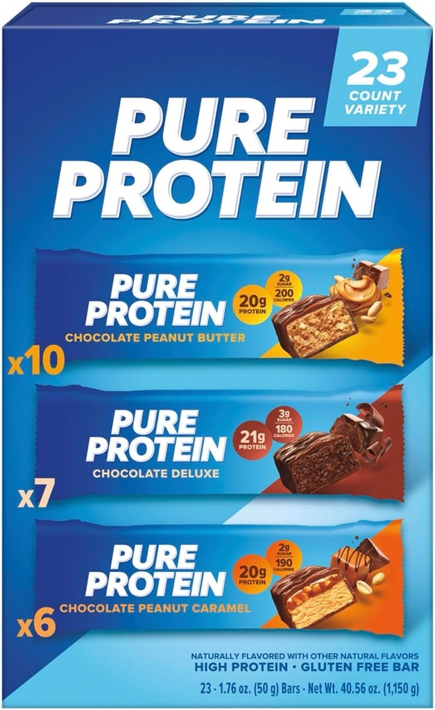 Pure Protein Bares, Variety Pack, 1,76 oz, 23-ct