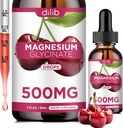 Magnesium Glycinate Suplemento, Magnesium Glycinate Liquid Drops 500mg con Calcio, Zinc, Vitamina B6, D3, L-Theanine, Omega 3 para el sueño, Mood, Stress Relief, Bone, Muscle, Cherry Flavor