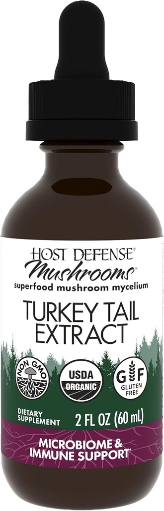 Extracto del Tail de Defensa Anfitriona Turquía - Salud Digestiva &amp; Respuesta Inmunitaria Suplemento - Suplemento del Mushroom para Gastrointestinal &amp; Gut Microbiome Support - 2 fl oz (60 Servings)*