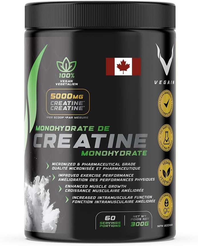 Micronized Creatine Monohydrate Powder (60 Servings) - Pure Pharmaceutical Grade, Muscle Building, Vegan, Banned-Substance Free - 300g