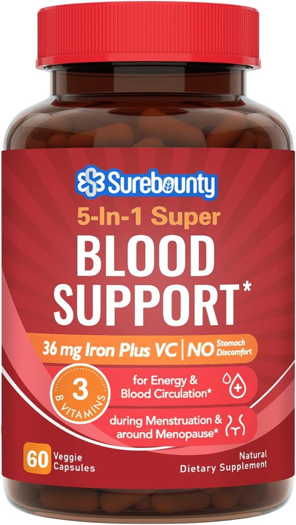 Gentle Iron Suplemento para Mujeres Hombres, Stomach Friendly " Non-Constipating TEN Iron Bisglycinate with Vitamin C, Folate, B6 " B12 ANTERIOR Iron Pills for Blood & Energy Support TEN 60 Vegan Capsules