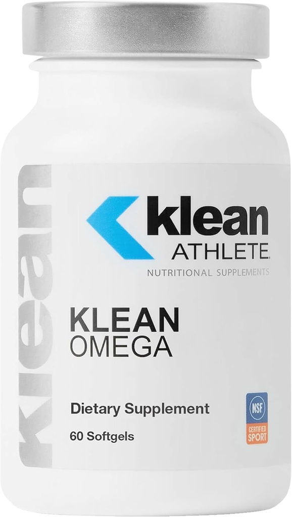 Klean Athlete Klean Omega ← Aceite de pescado puro en forma de triglicérida para apoyar la salud cardiovascular, neurológica y conjunta Silencio NSF Certified for Sport ← 60 Softgels