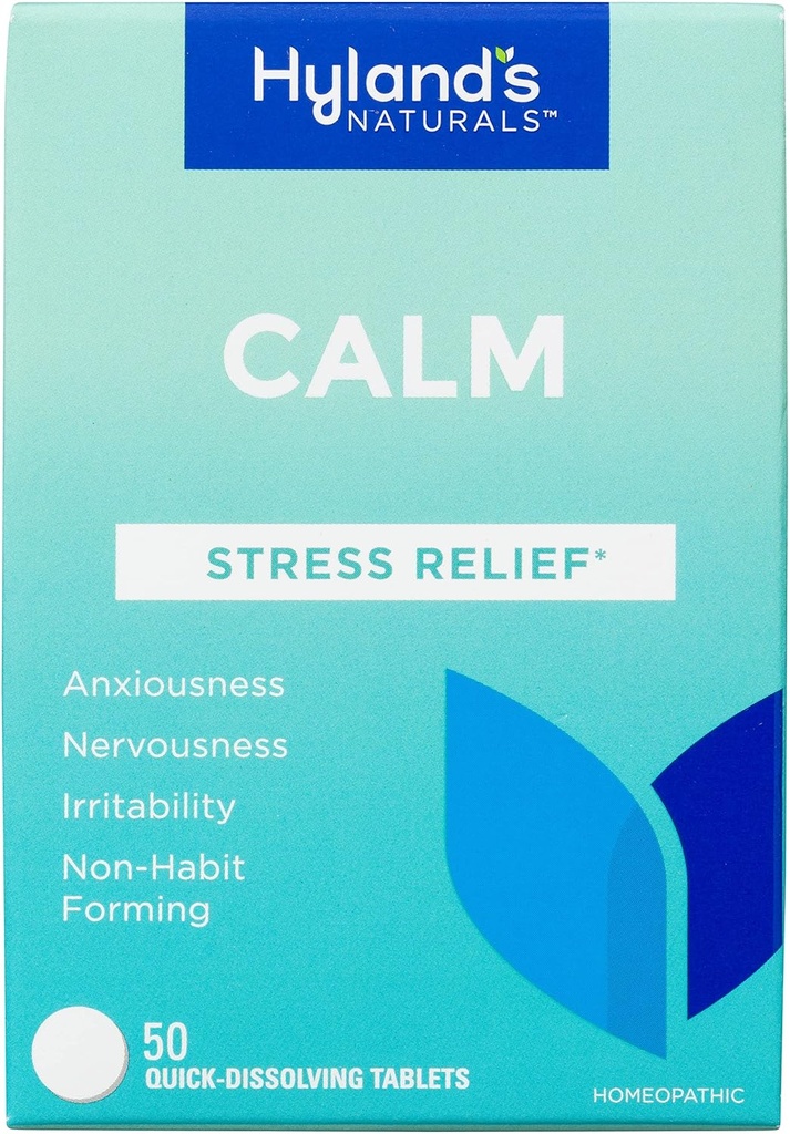 Hiland's Calm Tablets, Stress Relief Supplement, Natural Relief Of Anxiousness, Nervousness, And Irritability, 50 Count (Pack of 1, 50 Count Total)