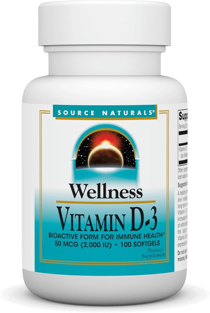 Fuente Natural Wellness Vitamina D-3, Forma Bioactiva para la Salud Inmunitaria