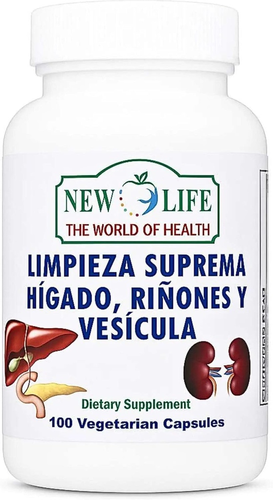 Nueva vida Limpieza Suprema Hígado Riñones y Vesicula, Vida sana, Dandelion Root, Milk Thistle Extract, 100 Capsules