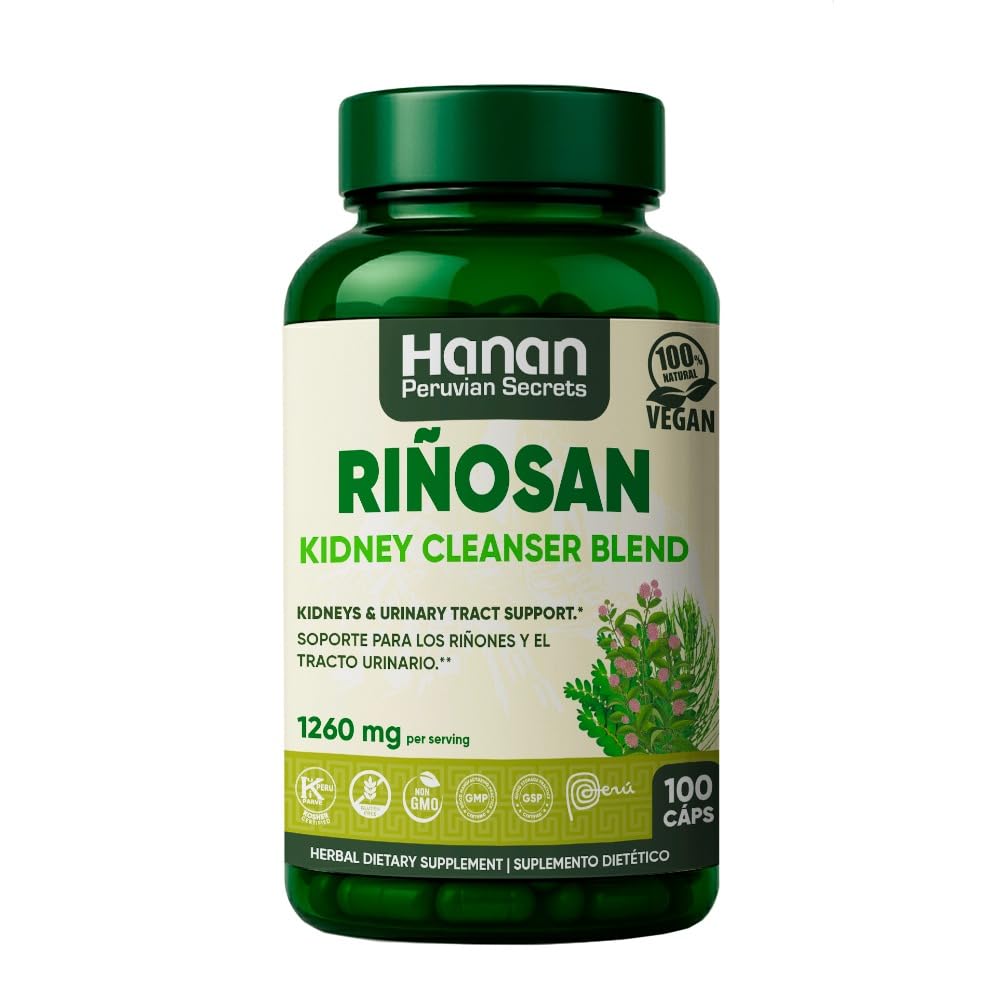 Suplemento Herbal Riñosano – 100 cápsulas con Chanca Piedra, Horsetail, Cat’s Claw, Stone Breaker – Botánico tradicional peruano para apoyar la realidad &amp; Balance