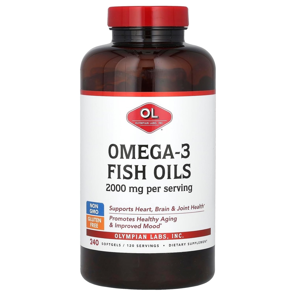 Laboratorios Olímpicos Omega-3 Aceites de Pesca, 2.000 mg, 240 Softgels (1,000 mg por Softgel)