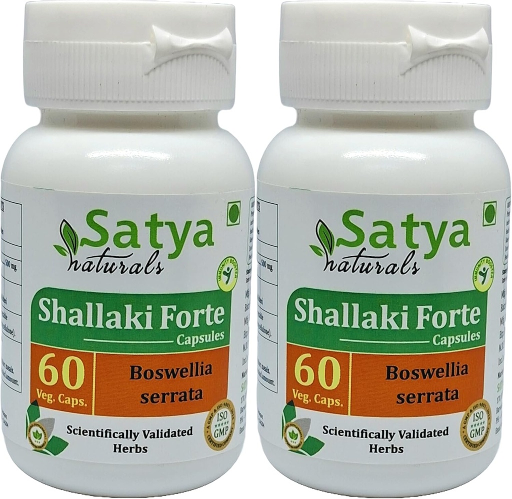 Shallaki Forte Capsules 500 mg. 60 Veg. Capsule peru Shallaki (Boswellia Serrata) Extracto Cápsulas para Hombres y Mujeres ANTE Ayurvedic Herbal Suplemento/Remedios  10:1 Forte (2 Botellas de 60 cápsulas)