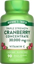 La verdad de la naturaleza Cranberry Concentrate Pills 30,000mg Silencio Plus Vitamin C TENIDO Triple Fuerza de Soporte Capsules ANTE No GMO &amp; Gluten Suplemento Gratis