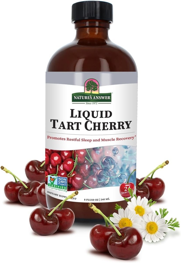 Respuesta de la naturaleza Tart Cherry 8 Ounce Liquid ← Promociona la recuperación " Sleep TEN Rich in Anthocyanins TEN NO GMO TEN Gluten Free TEN Vegan
