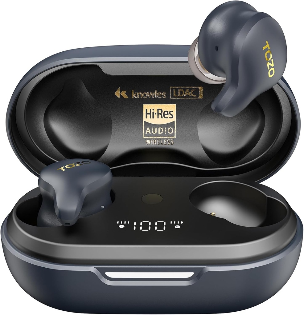 TOZO Golden X1 Wireless Earbuds Balanced Armature Driver and Hybrid Dynamic Driver, Bluetooth Headphones OrigX Pro, LDAC &amp; Hi-Res Audio Wireless, Noise Cancellation Headset Galaxy Blue/Black