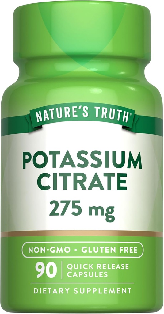 La verdad de la naturaleza Potasio Citrate Suplemento TENIDO 275mg ANTE 90 cápsulas Silencio No GMO &amp; Gluten Gratis