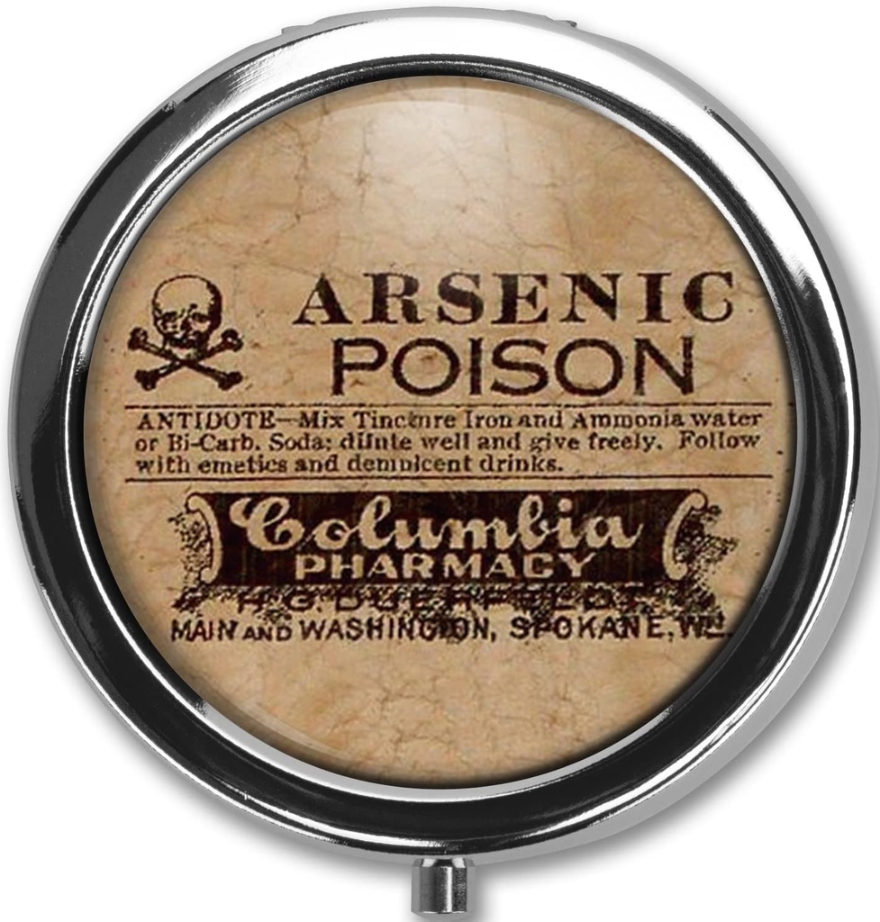 Pill Box Funda Pillbox Holder Trinket Stash Box Arsenic Estilo Vintage Medicina Vitamina Pill Organizer Case (Arsenig Poison)