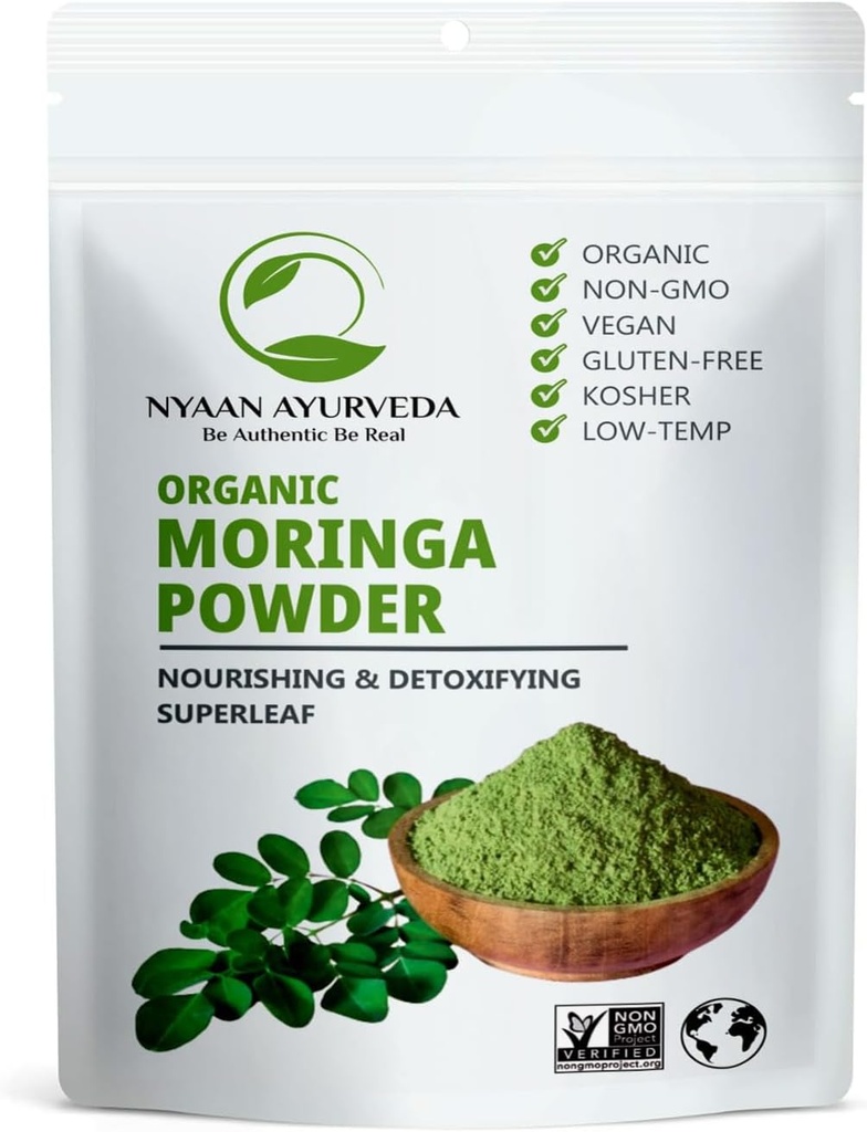 Moringa Powder (8 onzas), Moringa Oleifera Leaf Powder ¦ Gentle Dried Leaves ← 227g (8 onzas) Pack tención Pack de 1