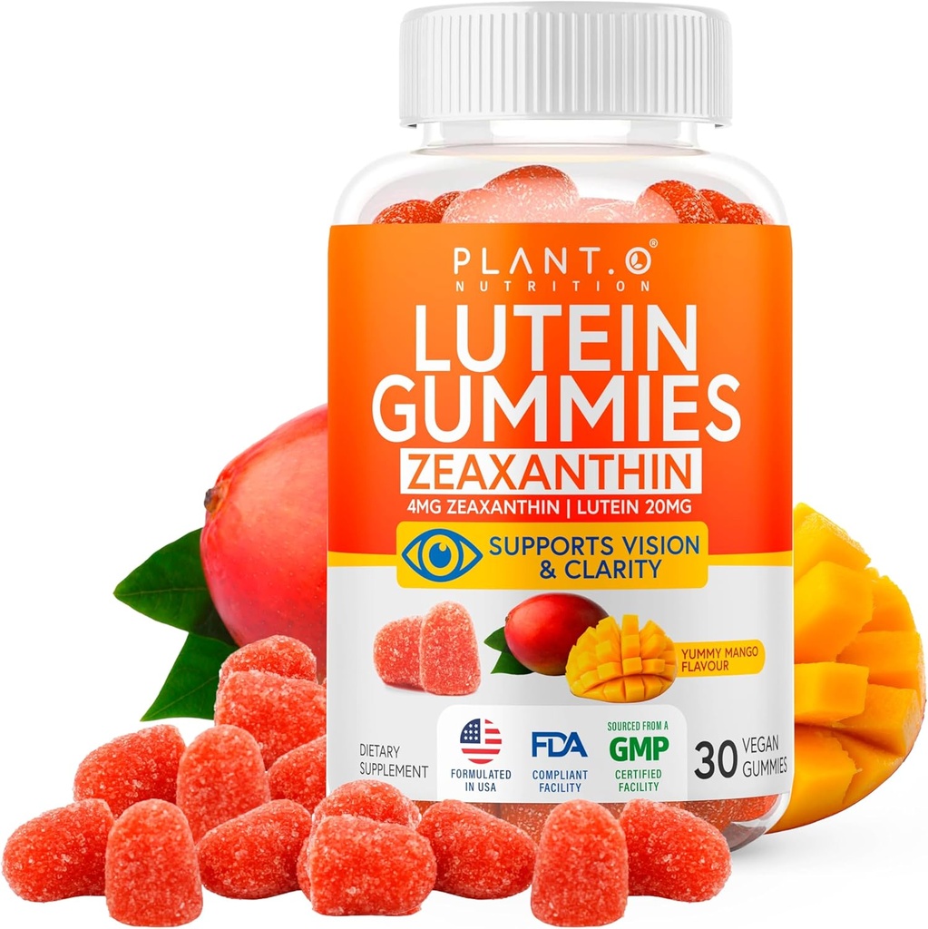 Lutein " Zeaxanthin Gummies - Delicious Vegan Eye Health Vitamins Clinically Studied 20mg Lutein and Zeaxanthin for Vision Clarity Dry Eye Relief and Blue Light Support