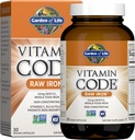 Garden of Life Vitamin Code Raw Iron Supplement - 30 Vegan Capsules, 22mg Once Daily Iron, Vitamins C, B12, Folate, Fruit, Veggies & Probiotics, Iron Supplements for Women, Energy &amp; Anemia Support