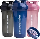 Smartshake Glossy 3-Pack Lite Protein Shaker Bottle 800 ml  27 oz - Leakproof Screw-on Lid - BPA Gratis – Unisex - (Black, Deep Rose, Navy Blue)