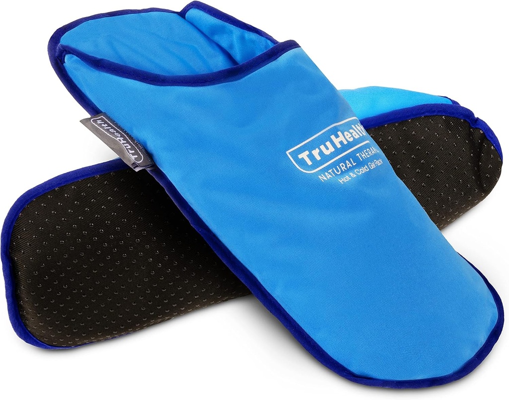 Zapatillas de hielo para el alivio de la neuropatía - 1 Par, Blue Vinyl Gel - Ice Pack Wraps > Zapatillas frías para el alivio de pies hinchados - Terapia caliente y fría para Fasciitis de plantar
