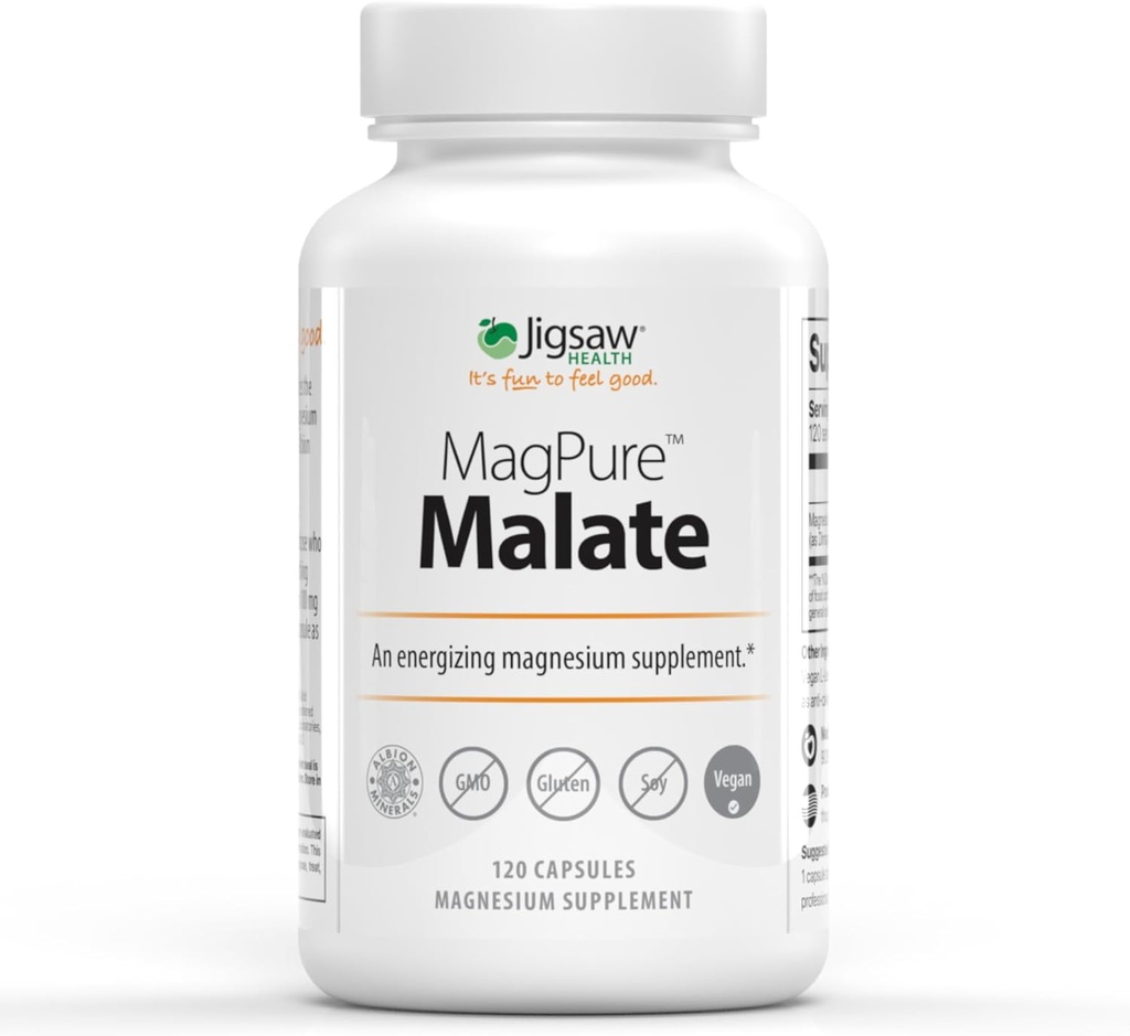 Jigsaw Health MagPure Malate | Premium Magnesium Malate Capsules | 120 Servings