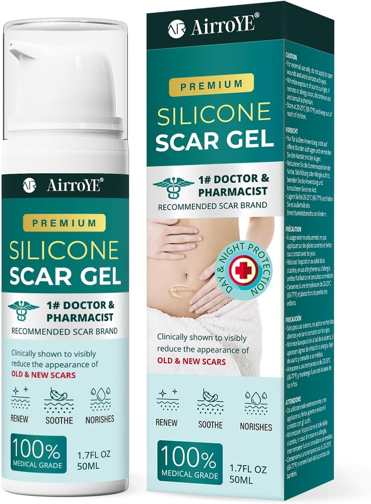 Correa de silicona para la marca de estiramiento: 100% crema de cicatrices de silicona - Quitar nuevas cicatrices de piel vieja 50g