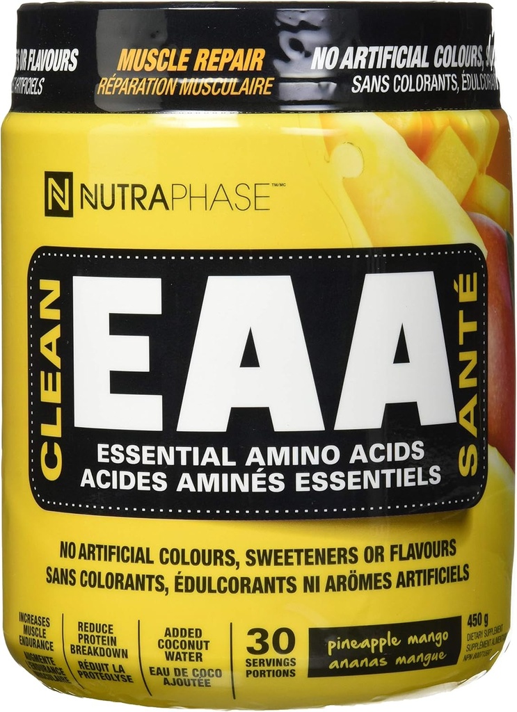 NutraPhase Clean EAA, All Natural, Vegan Friendly, Gluten Free, Amazing Taste, Pineapple Mango, 30 Servings, 16 Ounce
