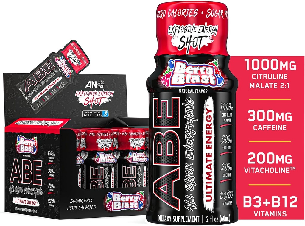 All Black Everything Energy Shots ← 12 Pack ← 300mg Caffeine ← Berry Blast Silencio Zero Sugar Silencio Energy Focus Suplemento Silencio Nootropic Blend for Gym or Work