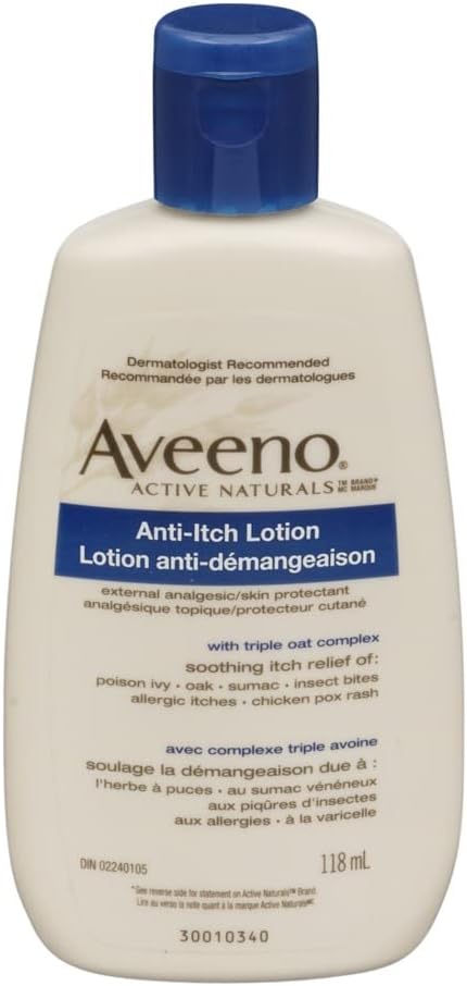 Loción concentrada de Aveeno Anti-Itch con Calamina y Avena, Protector de piel para el alivio de Itch de acción rápida de Ivy veneno, Bites de insectos, Pox de pollo y picazón alérgico, 4 fl. oz
